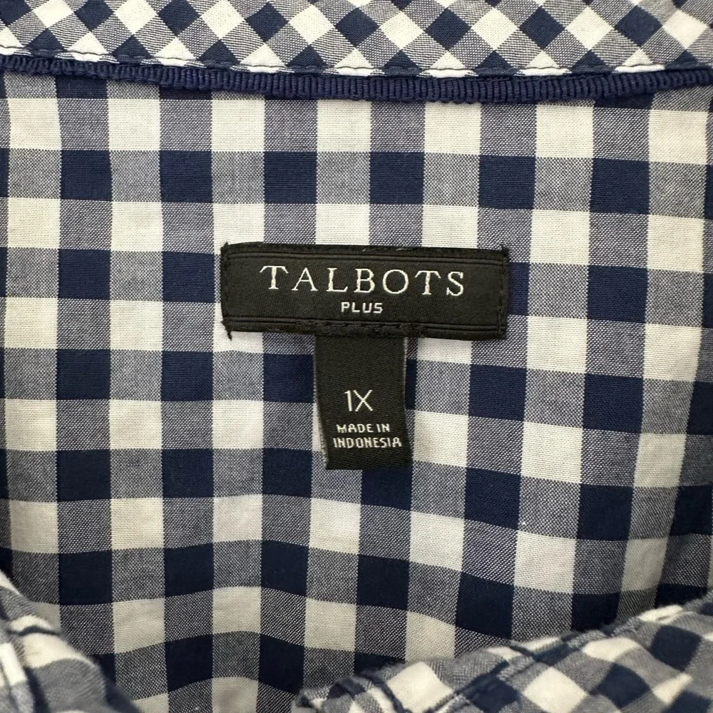 Talbots Women's Check Plaid Gingham Button Down Shirt Long Sleeve Size 1X - Picture 10 of 13